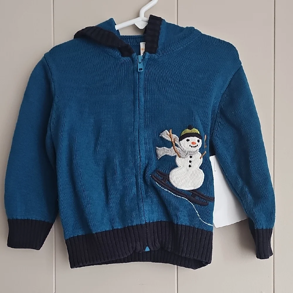 Gymboree Vintage Teal Hoodie with‎ Snowman Design